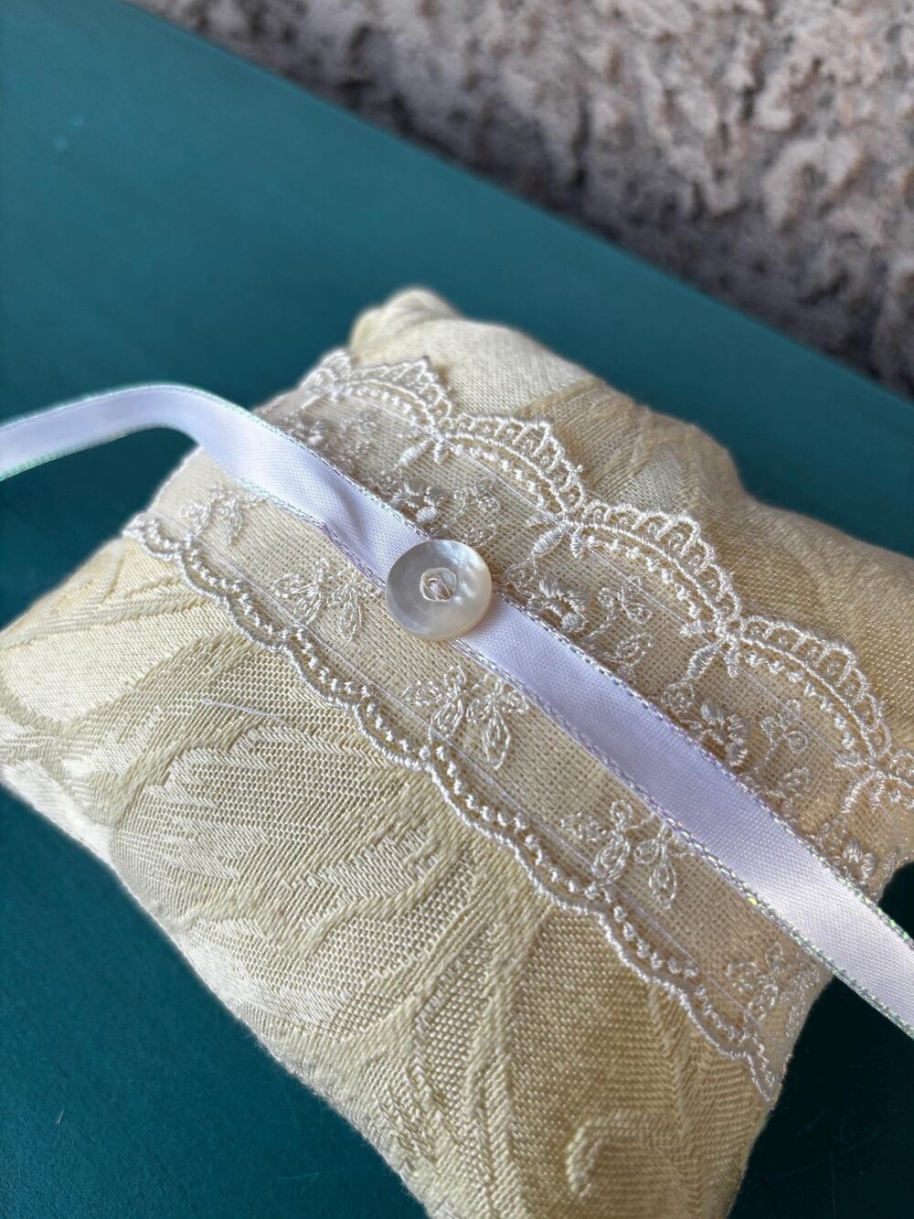 Handmade Ring Bearer Pillow: Lace Wedding Ring Cushion